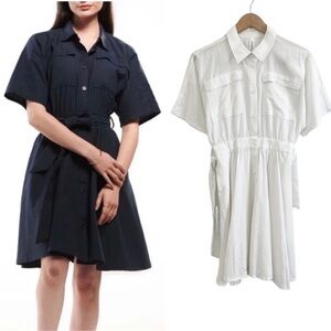 Chic Black and White Button-Up Dress
